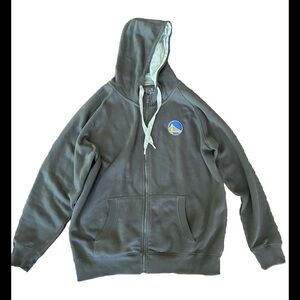 Antigua Victory NBA Golden State Warriors Charcoal Full Zip Hoodie Size XL grey